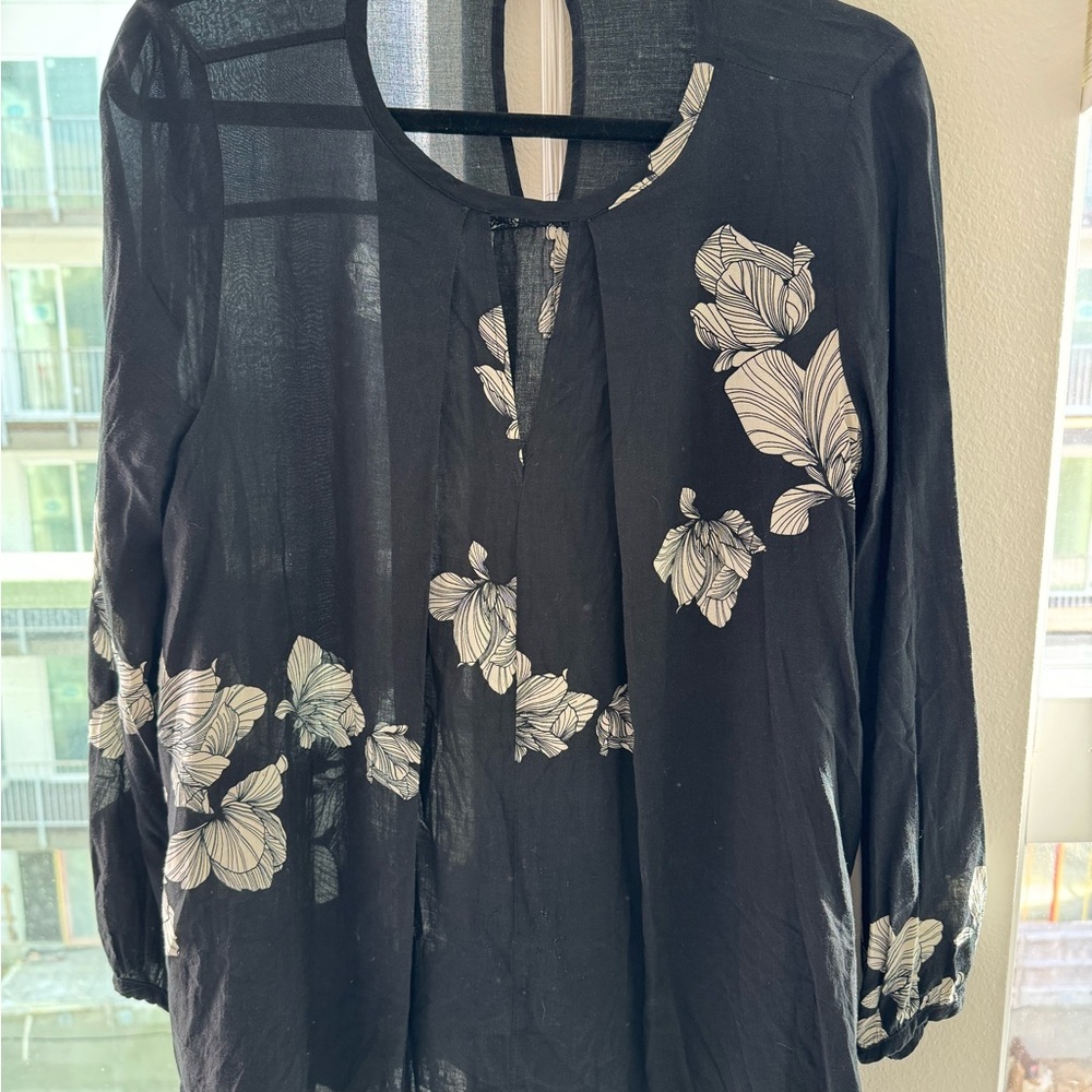 Black Floral Women's Top